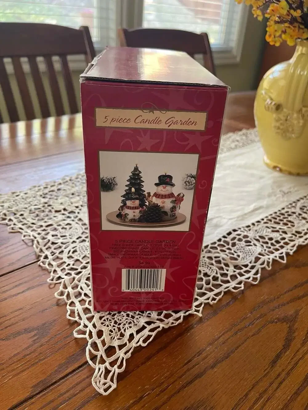 Charming Vintage Winter Snowman & Pinecone Holiday Candle Display - New In Wrap